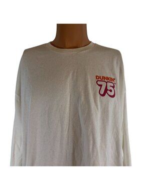 Dunkin Donuts T Shirt Mens Size 2XL White 75h Anniversary Coffee